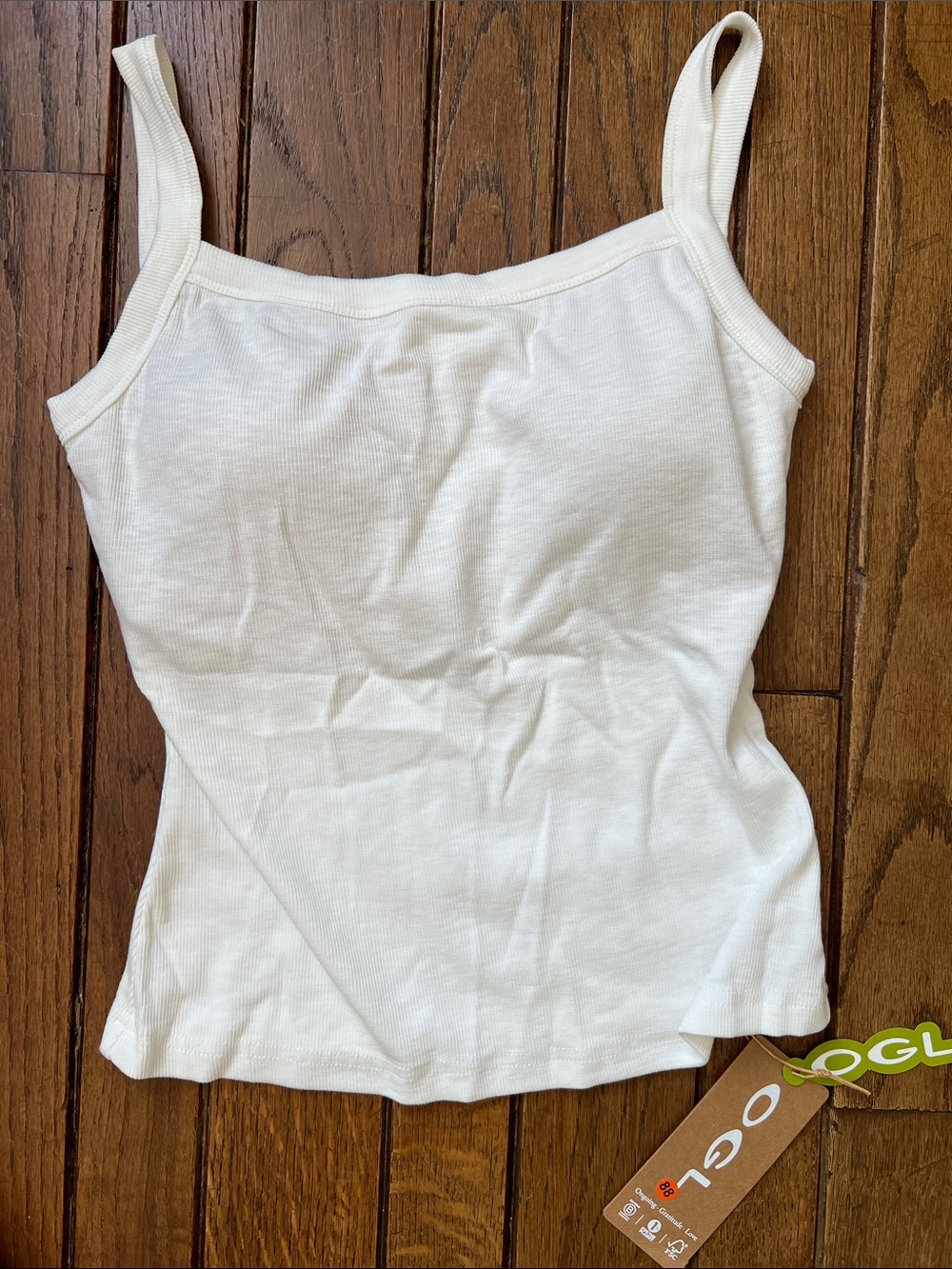 OGL White Ribbed Brami Low Back Tank Top Size Small NEW WITH TAGS NWT
